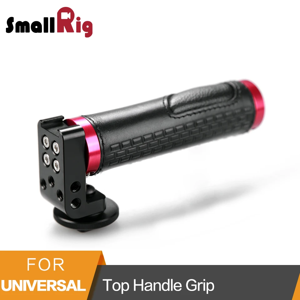 

SmallRig Top Handle DSLR Camera Cage Handle (Leather Red) Quick Release Handle Grip -1253