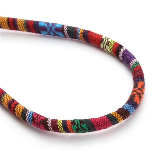 5 метровый разноцветный хлопковый шнур ручной работы 6 мм круглый тканевый этнический тканевый шнур текстильный обруч вышитые шнуры для изготовления браслетов своими руками - Цвет: as shown