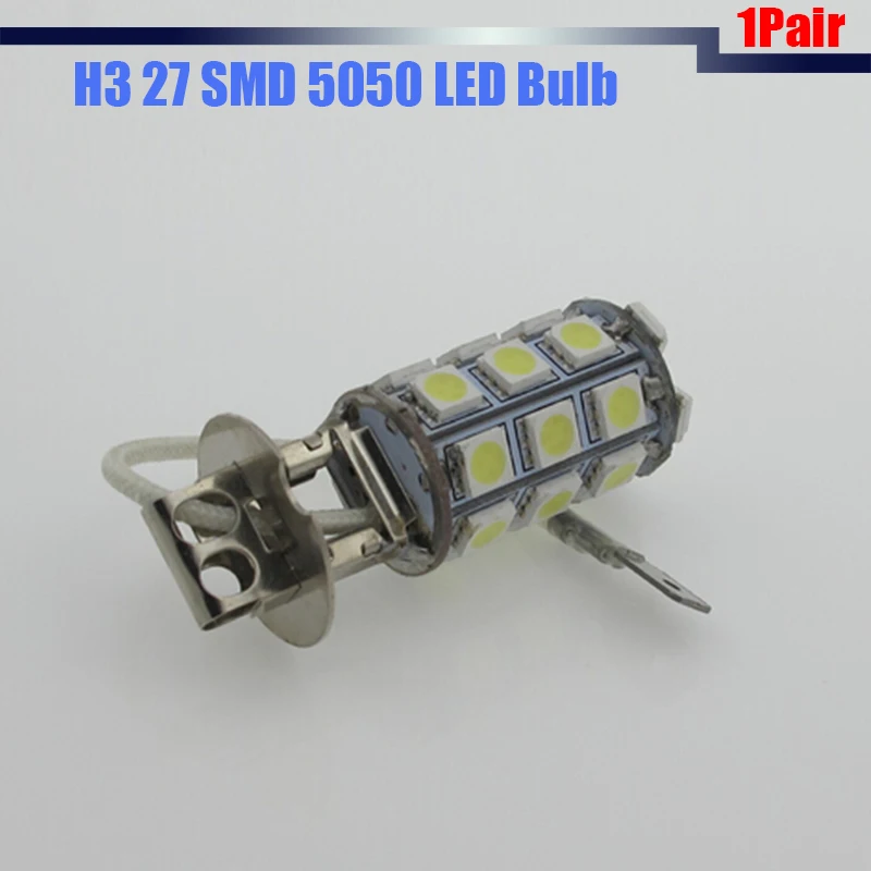 

Cawanerl 1Pair H3 27 SMD 5050 White LED Bulbs Car Fog Light Daytime Running Lamps