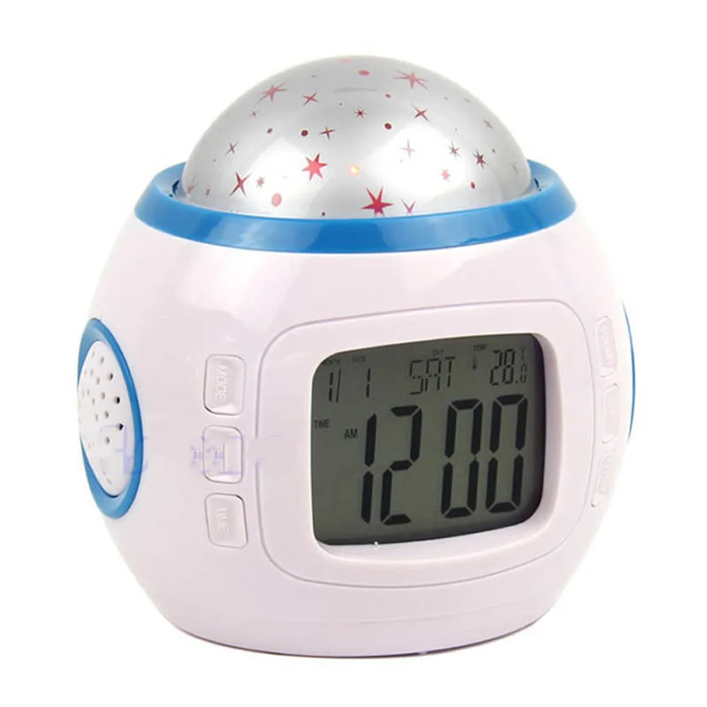  Creative Projection Alarm Clock MultiFunction Music Star Clock Natural Sound Sleep Electronic Alarm Clock For Gift wiht Starry (6)