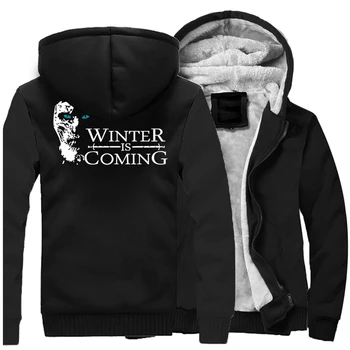 

Winter Is Coming Game Of Thrones Hoodies Night King Tv Show Print Sweatshirt Fleece Thick Hooded Coat Warm Men New Casual Jacket