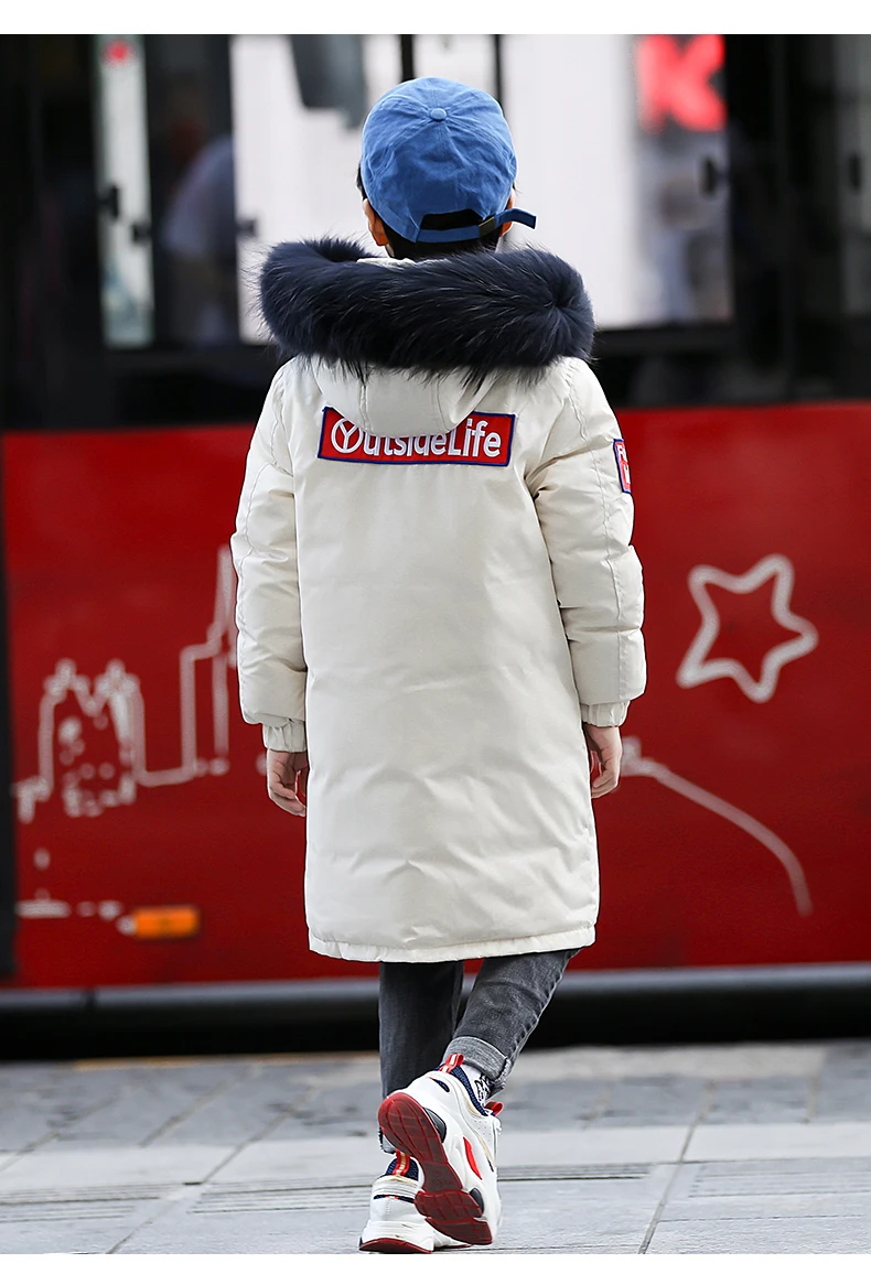 Winter Warm Boy Down Jackets Thickening Children Duck Down Parkas Coat Natural Fur Kids Teenager Down Outerwear-30degree