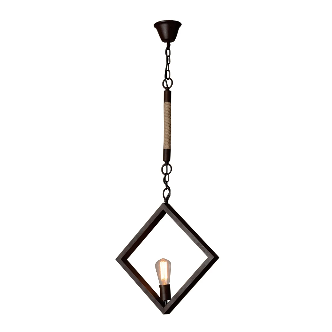 

Vintage industrial Hemp rope chandelier personality simple American living room cafe bar rustic style simple diamond chandelier