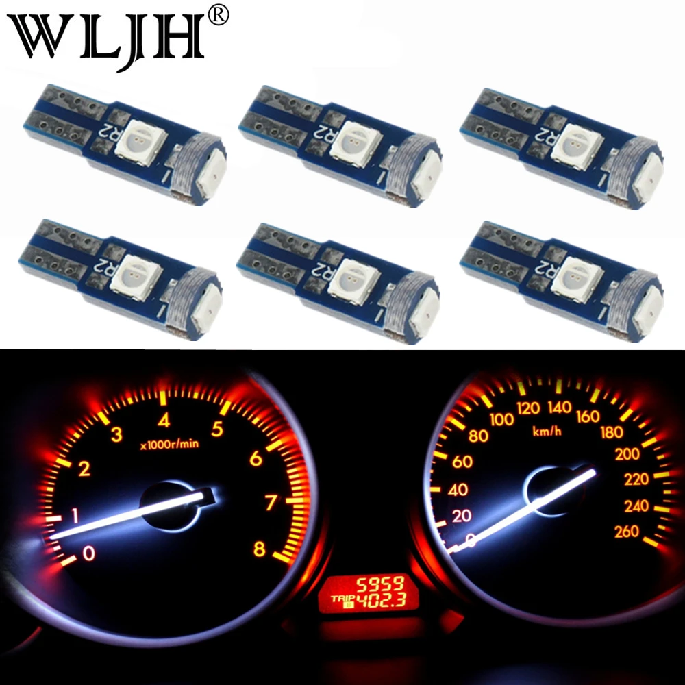 WLJH 6x 7 видов цветов 12v T5 клиновидная Светодиодная лампа для приборной панели