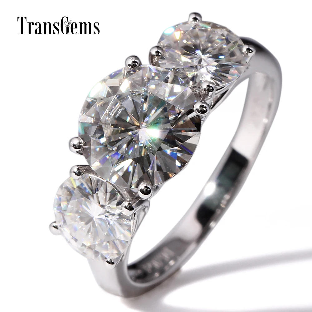Женское кольцо для помолвки Transgems из белого золота 14 к 5CTW центр 3ct 9 мм и 1ct 6 5 F цвет