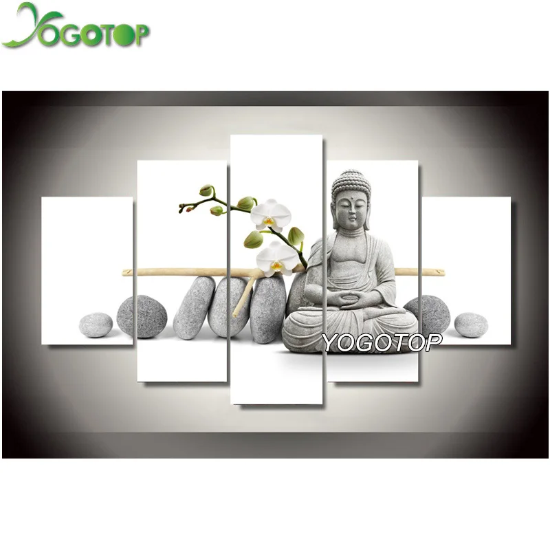

Diy Diamond Painting Cross Stitch Square Diamond Sets Unfinished Full Diamond Embroidery Stone Buddha 5pcs/set VS415