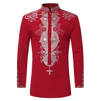 

Novelty Africa Cool Shirt Men Fitness Long Sleeve Flower Print Hot Sale Blouse 2020 Hot Sale Casual Street Shirts Male Blusa