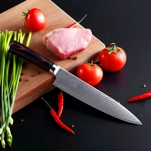 7 “zoll kochmesser Damaskus küchenmesser Japanischen vg10 messer geschnitten fleisch obstmesser braun holzgriff geschenk freies verschiffen