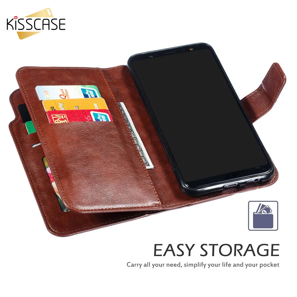 

For Samsung S10 Lite KISSCASE Leather Case For Samsung S8 S9 S10 Plus S7 Wallet Phone Case For Samsung A7 A8 A6 J3 J4 J6 J8 2018