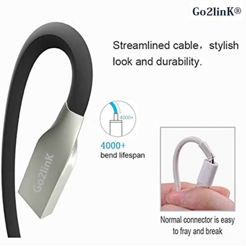Zinc Plug Micro USB Cable 2.1A Fast Charging Charger Data Sync For Samsung HTC Huawei LG Android 1m Noodle Wire | Мобильные телефоны