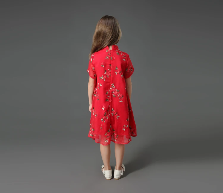 Crianças da Família de Mãe e Filha Vestido de Crianças Meninas da Mamã Primavera Vestido Combinando Bordado Chinês Mulheres Custom Made Cheongsam 9 e filha combinando bordado Chinês vestido de