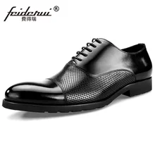 2017 Estilo Del Verano Hombre Zapatos de Boda Hecho A Mano Vestido de Oxfords Punta estrecha Formales Masculinos de Cuero Genuino de Los Hombres Pisos Transpirables MG34