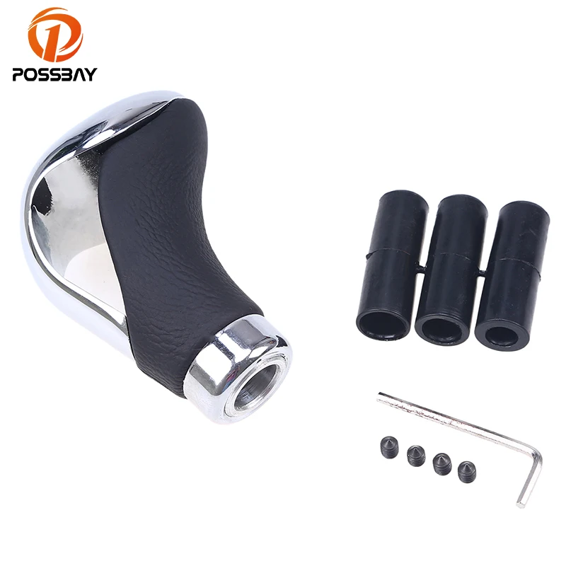 

POSSBAY Car Gear Shift Knob Universal Leather Chrome Gear Lever Knob Shifter for Toyota Honda Kia Opel Manual Transmission Knob