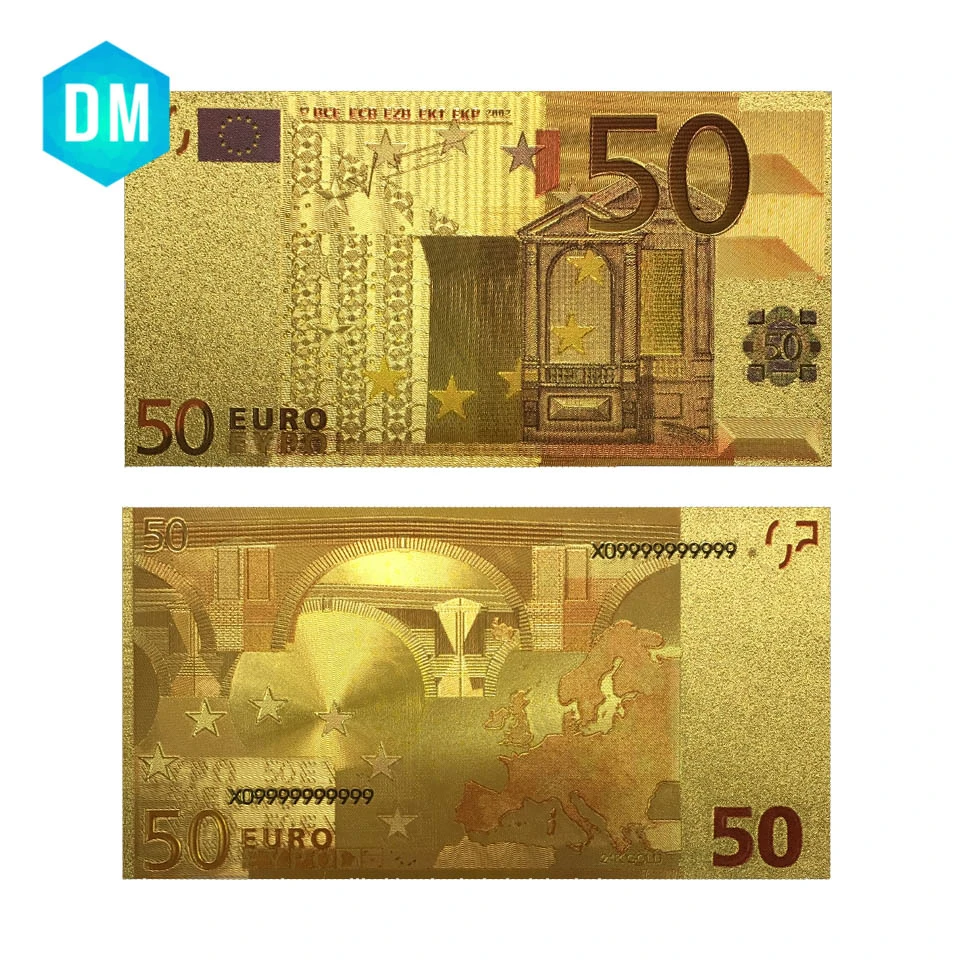 Billet De 50 Euros Rare Faux billets en feuille d'or, 50 euros, Collection de pièces de monnaie,  Souvenir, décoration Vintage d'halloween, offre spéciale | AliExpress