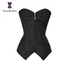 Front Zipper Pinstriped Office Corselet Clubwear Costume Sexy Bustier White Collar Ladies Corset With Mini Skirt 801# ► Photo 1/6