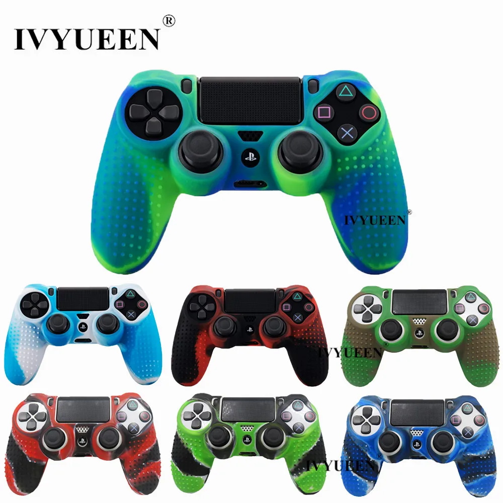 

IVYUEEN Anti-slip Silicone Cover Skin for Sony Dualshock 4 PS4 Pro Slim Controller Camo Case & Stick Grip for Play Station 4