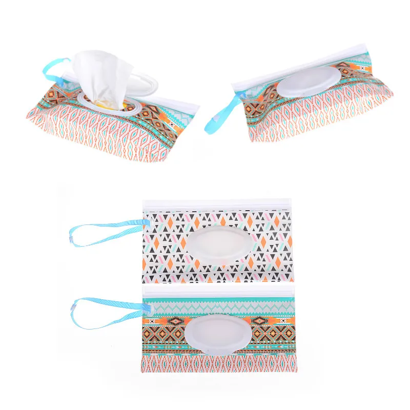 Clutch Clean Wipes Carrying Case Eco-friendly Wet Wipes Bag Clamshell Cosmetic Pouch Easy-carry Snap-strap Wipes Container