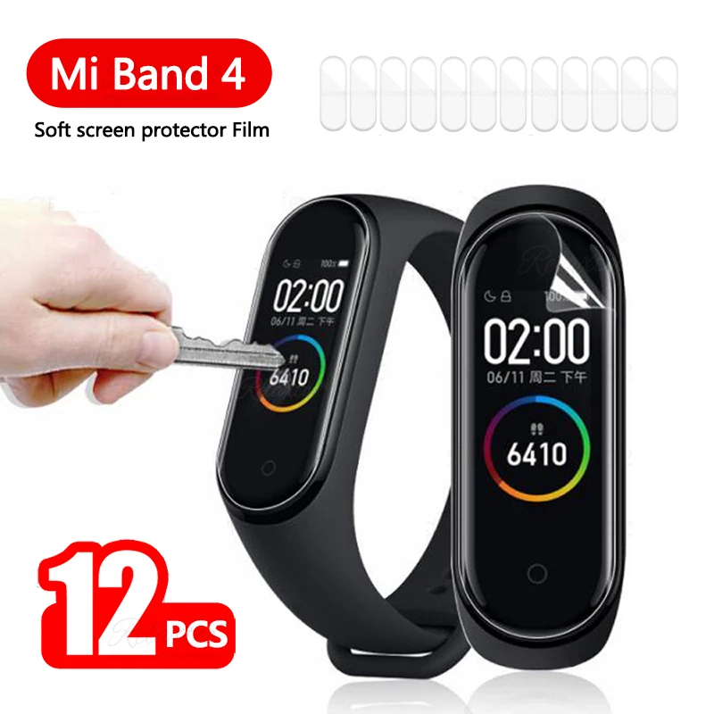 Защитная пленка для экрана xiaomi mi Band 4 12 шт. мягкая смарт браслета miband не закаленное