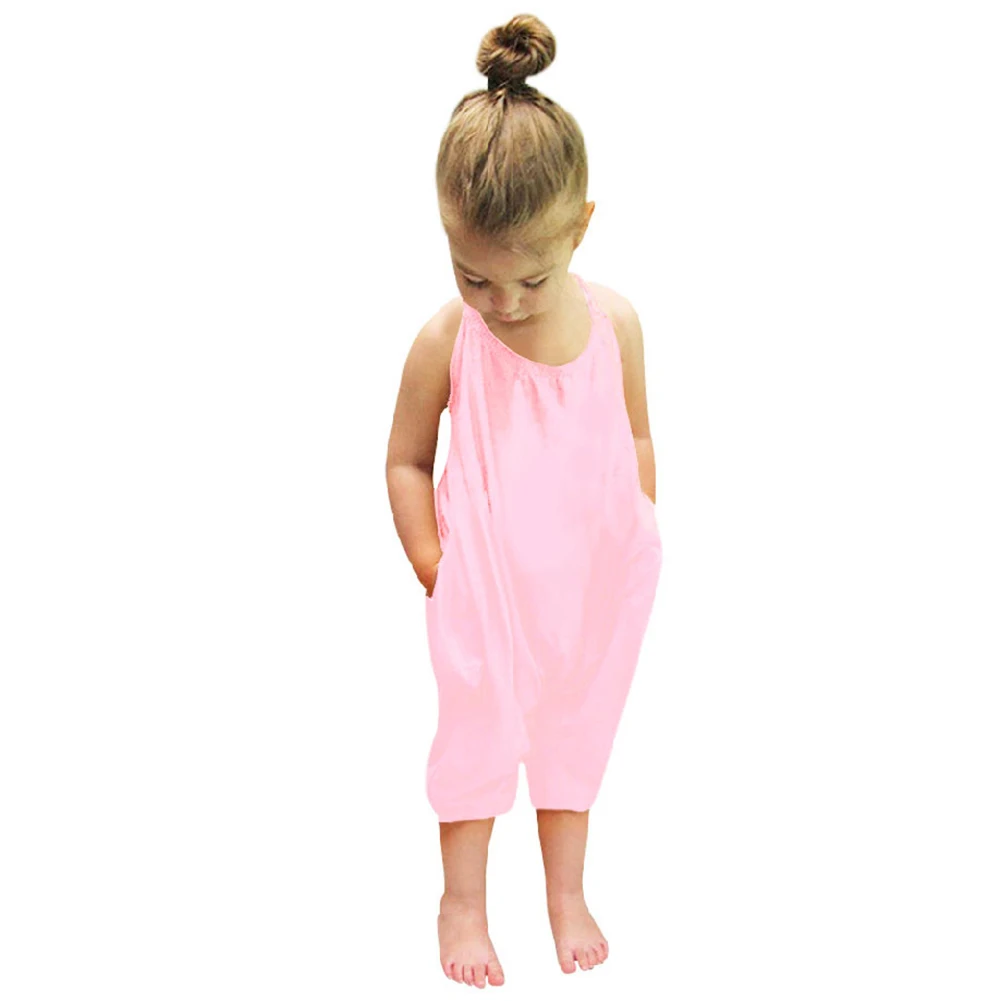 Fashion Baby Overalls for Girls Baby Pink Overalls Summer Romper Pure