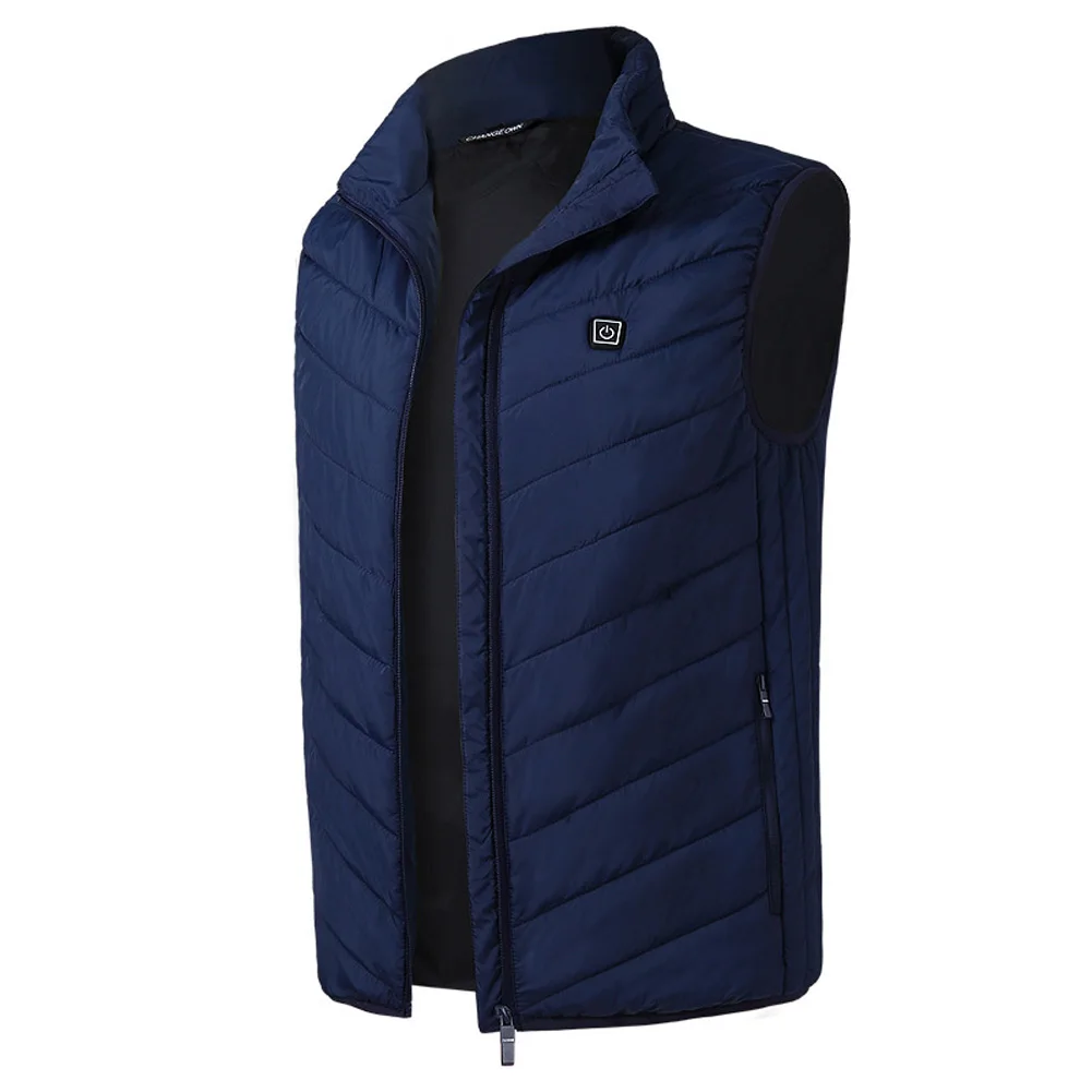 Men Women Thermal Warm Carbon Fiber Coat Outdoor Constant Temperature Electric Heating Security Intelligence Vest USB Charge - Цвет: Blue for Men