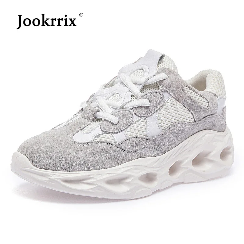 

Jookrrix Real Leather Shoes Women Fashion Brand Platform Sneakers Lady chauaaure Autumn Female footware Breathable Girl' Shoes