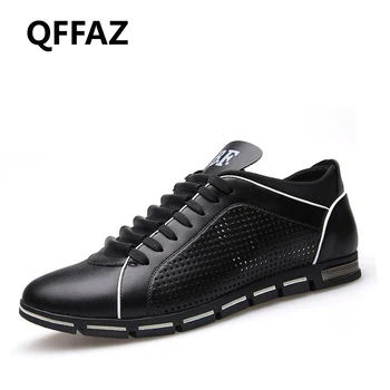 

QFFAZ New Summer Men Shoes England Trend Casual Breathable Shoes Leather Shoes Breathable For Male Footwear Men's Flats