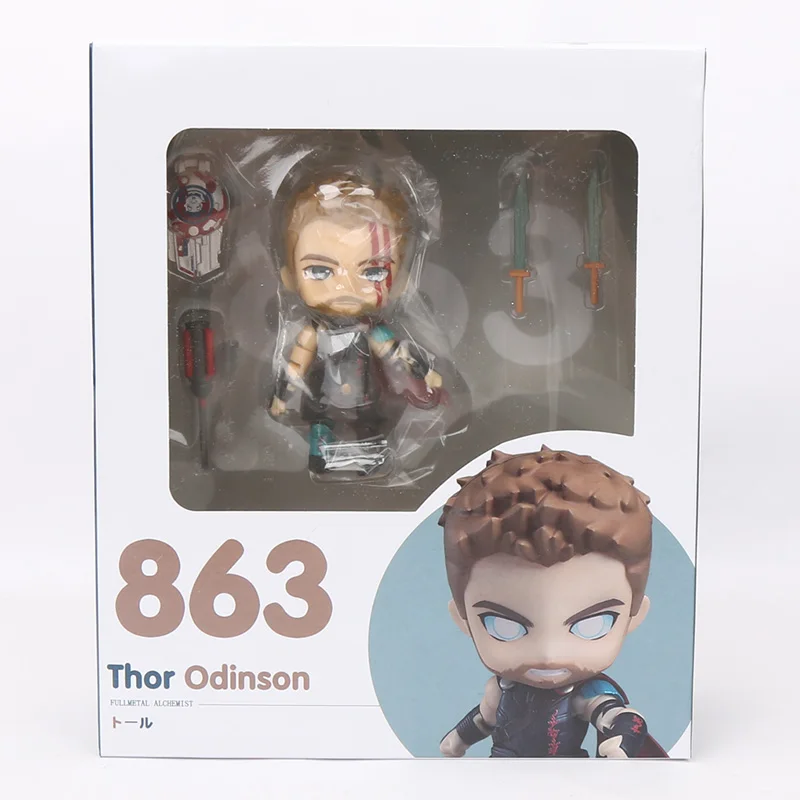 863 thor box 10 см игрушки Marvel Nendoroid 1037 Мстители эндшпиль Железный человек паук ПВХ Фигурка Железный Паук супер герой Коллекционная модель - Цвет: 863 thor box
