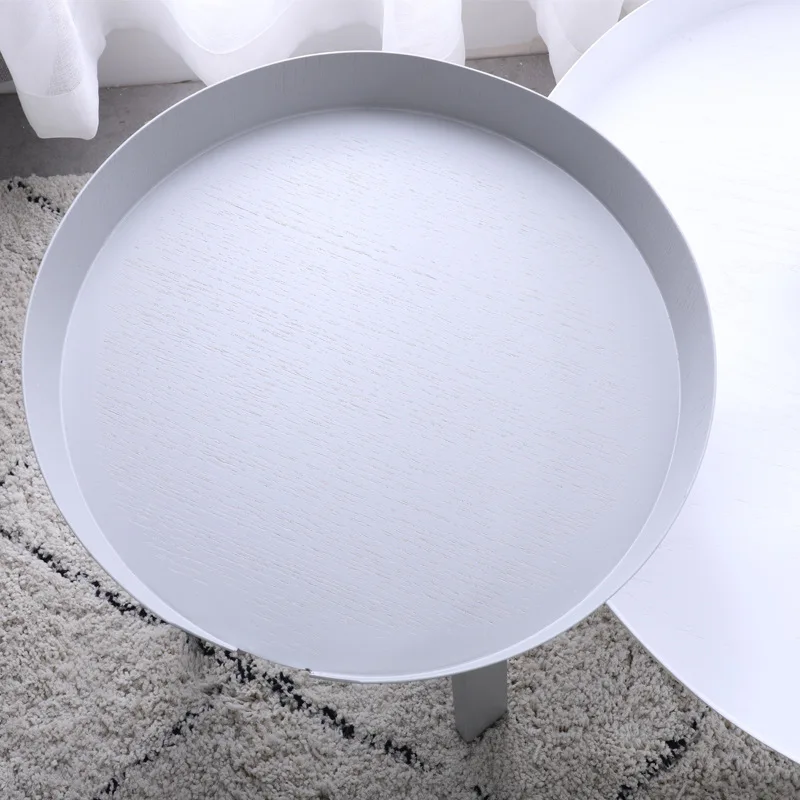 North European solid wood small tea table simple modern living room small apartment creative round colorful small table