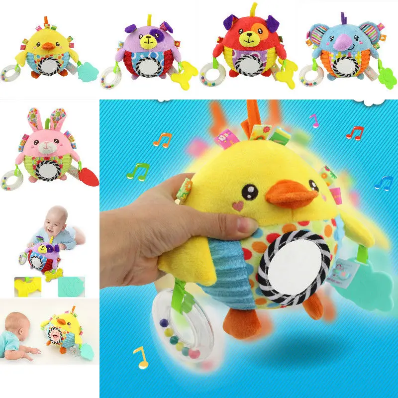

Pudcoco 2019 Baby Infant Rattle Teether Teething Plush Animal Handbell Soft Toy Development