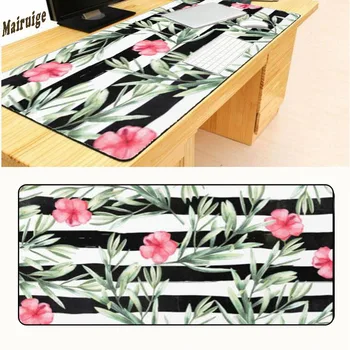 

Mairuige Free Shipping Black White Lines Rubber Anti-Slip Gaming Notebook Durable Large Flowers Mouse Pad Lock Edge 900*400*3mm
