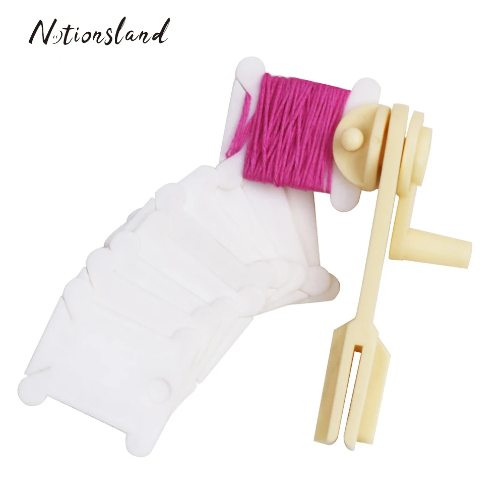 Big Sale 100Pcs Cross Stitch Bobbin Winder Plastic Floss Thread Winding Board For Sewing Embroidery