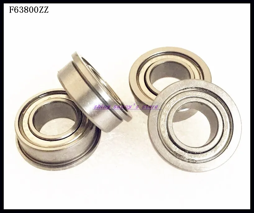 10 x F63800zz Mini Metal Double Shielded Flanged Ball Bearings 10mm*19mm*7mm