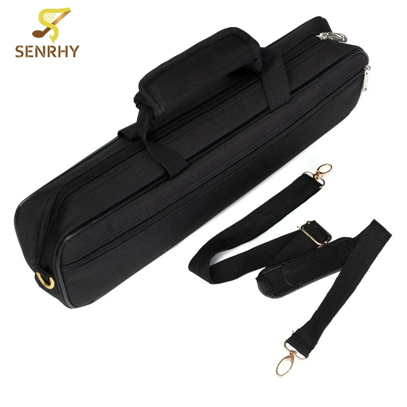 Flute Carry Bag Nylon Foam Black Durable Black Cover With Side Bag Shoulder Strap 43.5 x 12 x 7.5 cm Flute Parts & Accessories