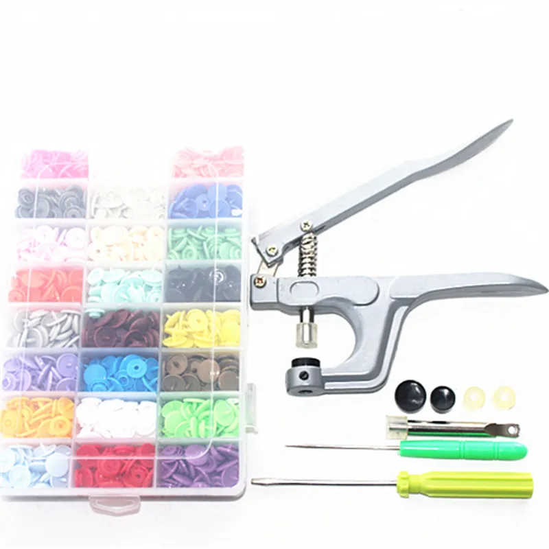

1 Pc Hand Snap Pressure Pliers+360 Set Mix Color 1.2cm Resin Buttons Press Stud Cloth Button Press Machine Sewing Tools