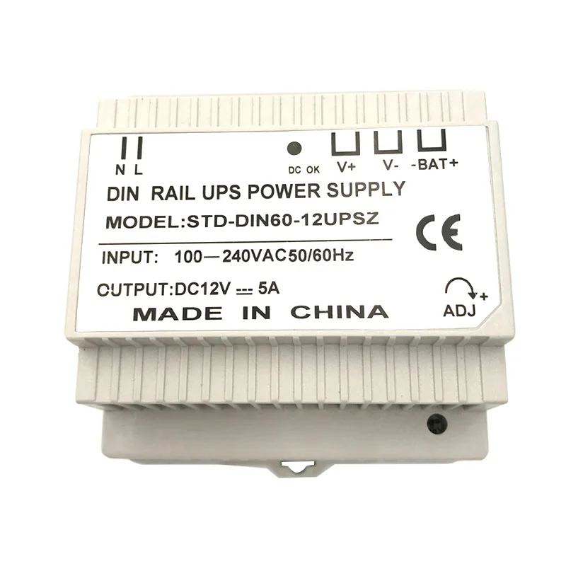 

60W DIN Rail 12V 5A Switching Power Supply with UPS Function for CCTV camera