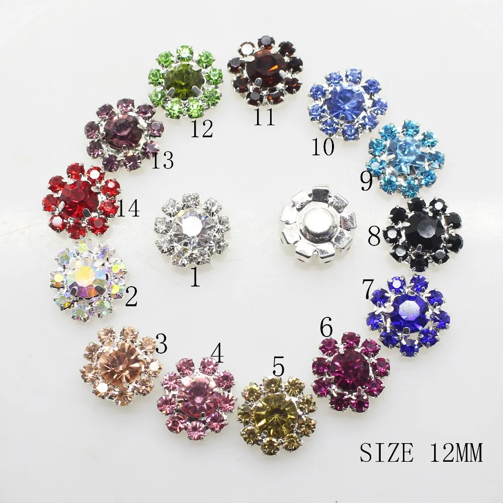 

ZMASEY 12mm Round Buttons 10pcs/Lot Mix Color Rhinestones Button Sewing Handwork Accessories Crystal Gift Wedding Decoration