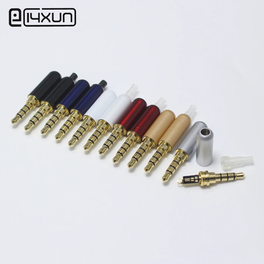 

100pcs Copper 3.5mm Audio Plug with Belt Clip Gold-plated 4Pole Male Adapter Earphone Plugs Connector DIY Stereo Headphone