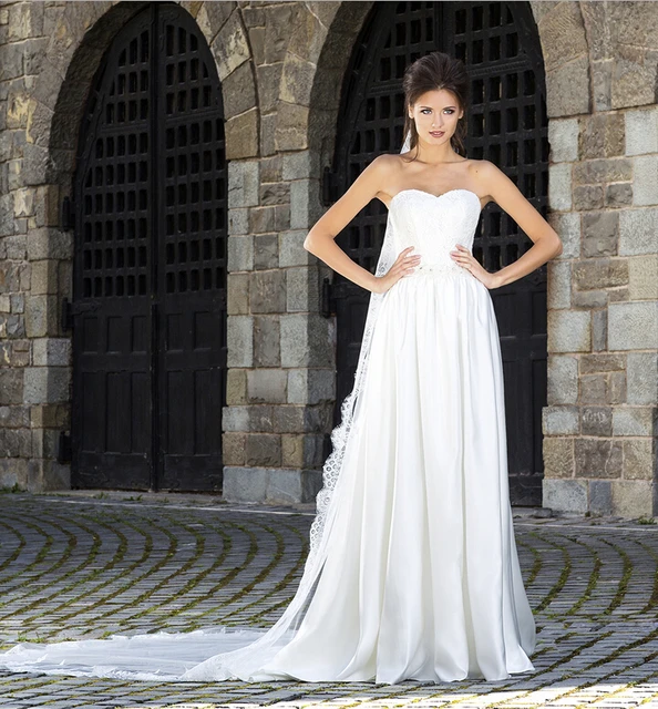 estilo occidental una línea de novia blanco castillo vestido de boda