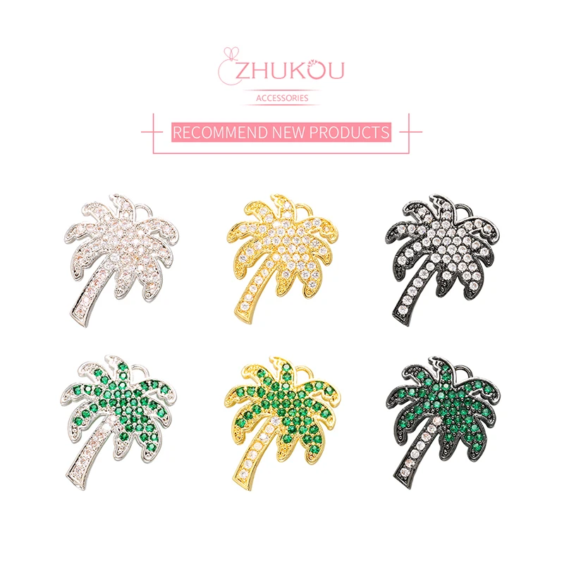 

ZHUKOU 16x20mm Korean fashion tropical tree crystal pendant for women handmade DIY earrings necklace jewelry accessories VD437