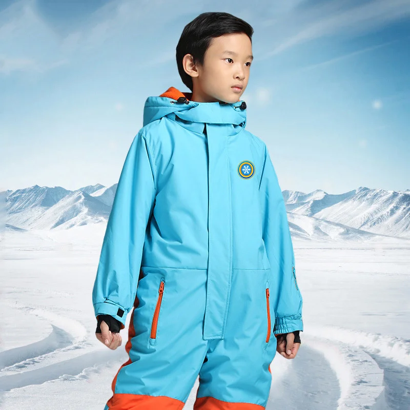 راي غريس اطفال على الجليد الثلج واحدة قطعة بدلة تزلج Snowsuit الفتيان الفتيات الحرارية الثلوج يندبروف ماء سترة الأطفال