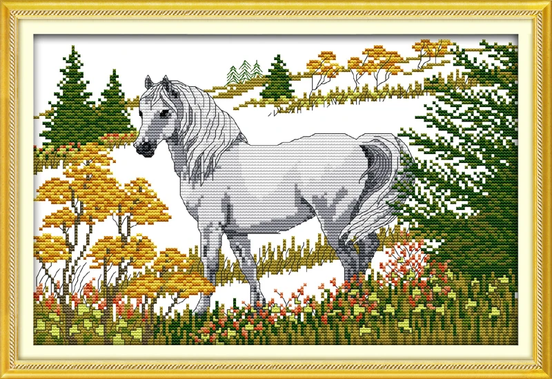 

The horse in the forest counted printed on fabric DMC 14CT 11CT Cross Stitch kitsembroidery needlework Sets Home Decor