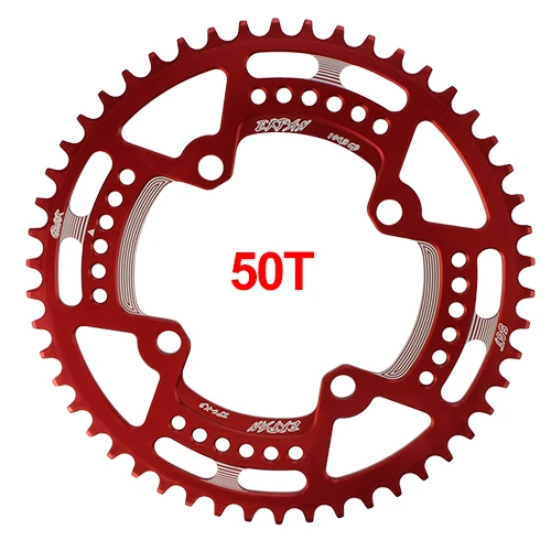 EKFan 38 T/40 T/42 T/44 T/46 T/48 T/50 T/52 T круглая ведущая звездочка велосипеда 7075-T6 MTB велосипед круг Crankset Plate104BCD цепь - Цвет: 50T Round Red