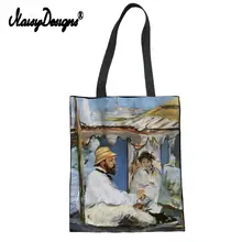 Тканевая Портативная сумка на плечо для девушек с принтом знаменитой живописи, женская сумка на плечо для студентов, складывающаяся хлопковая большая сумка
