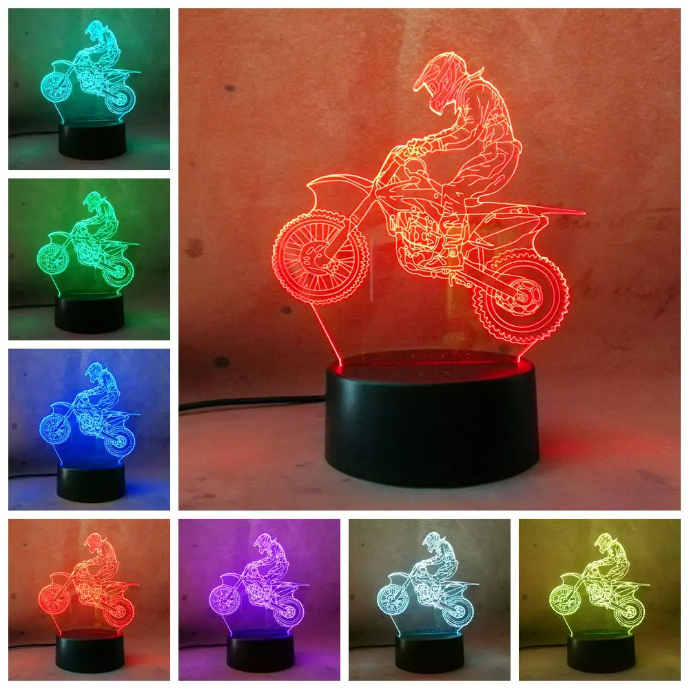 

2018 lampara Extremity Motorcycle 3D LED LAMP Cool Boy NIGHT LIGHT LED Desk TableRGB Gradient Decoration Birthday Christmas Gift