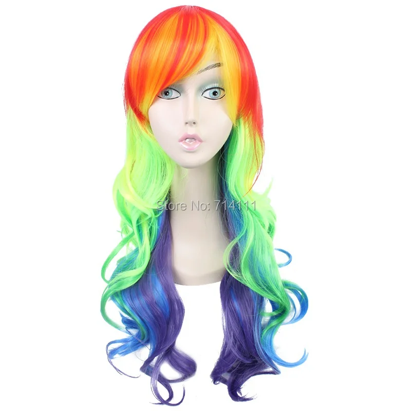 

My Little Pony Rainbow Dash Synthetic Long Big Wave Party Cosplay Wig