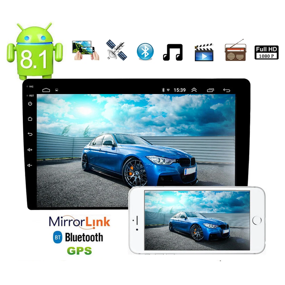 

2 Din Android 8.1 Touchscreen Car Audio Stereo FM USB Car Multimedia MP5 No DVD Player 10.1'' Car GPS Navigation Head Unit
