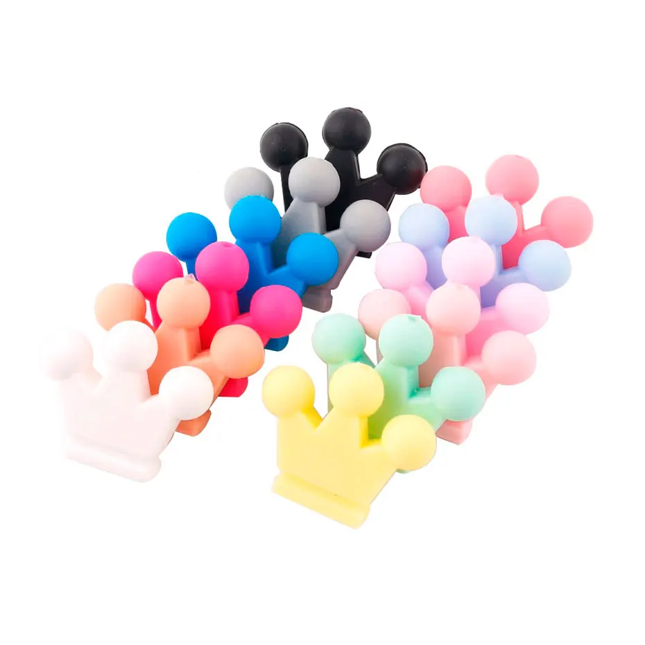 10PC Baby Silicone Teether Crown Silicone Beads For Pacifier Chain Chewing DIY Crafts Beads Necklace Pendant Kid Products Toys