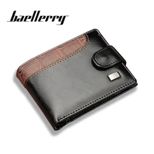 Baellerry, novedad, cartera corta a la moda para hombre, monedero, bolsillo para monedas, cuero de PU, cremallera y broche, monedero para hombre, monedero