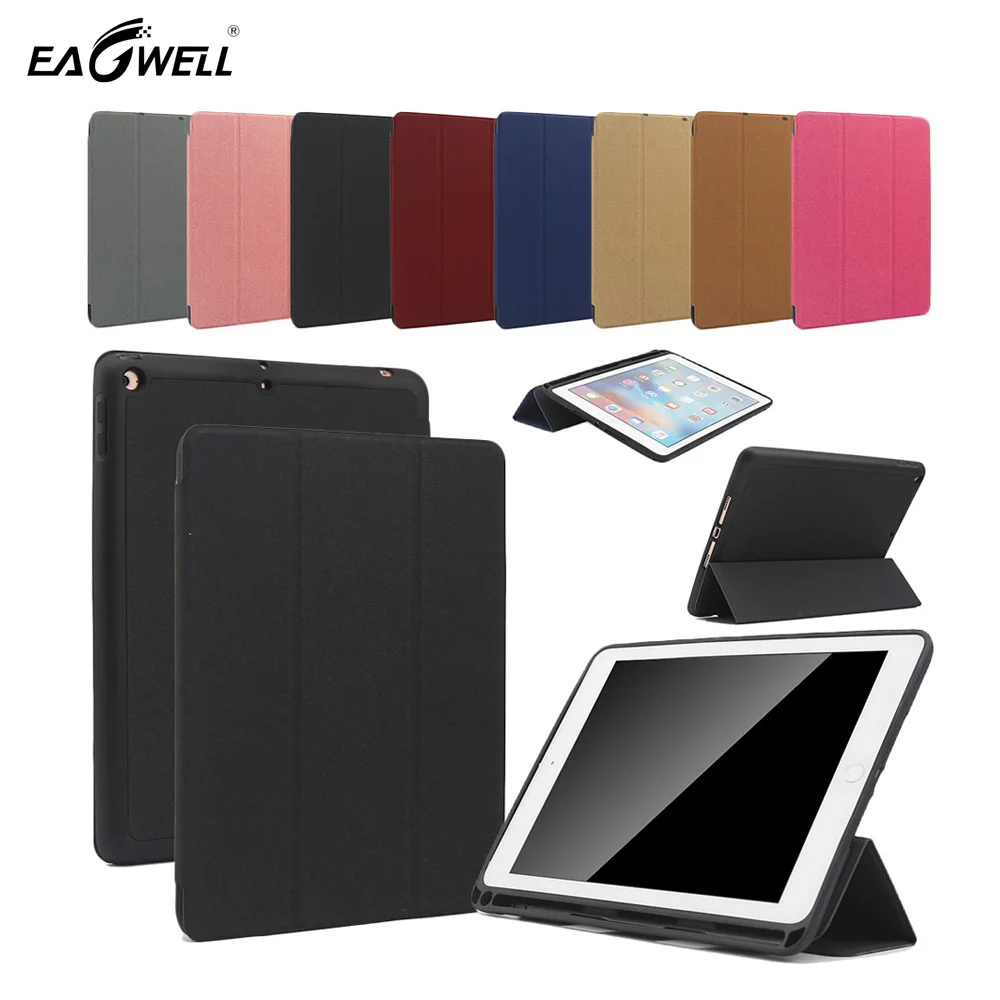 

Case With Pen Slot Holder Design For ipad 9.7 2017/2018 Polyester+TPU Flip Stand Sleep/Wake Protective Cover Shell Skin Funda