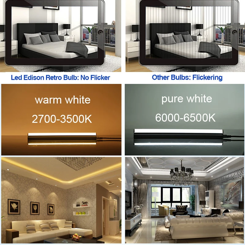 

AC85-265V 10W T5 LED Light Tube Bulb Bar Light With Switch 2835 SMD 60cm Fluorescent Tube Lamp Warm Pure White Lighting